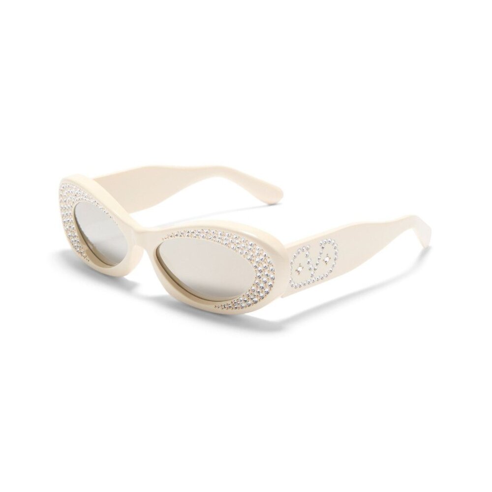 NEW VALENTINO SUNGLASSES IVORY/BLUE WOMEN OVAL EYEWEAR VALENTINO VLS-178E